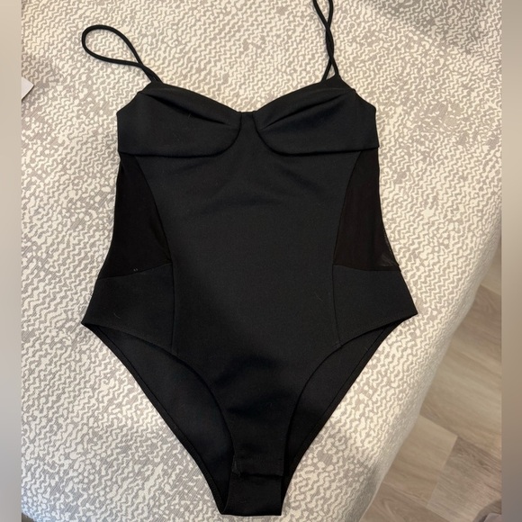 Topshop Tops - Topshop Black Bodysuit with mesh sides